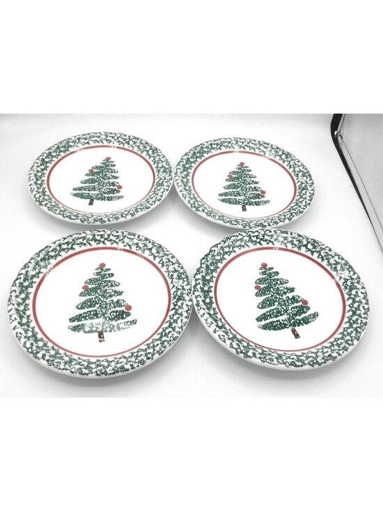 Furio Other - FUO5 by Furio 7-7/8 Inch Salad Plates Spongeware Christmas Set of 4 Pattern FUO5